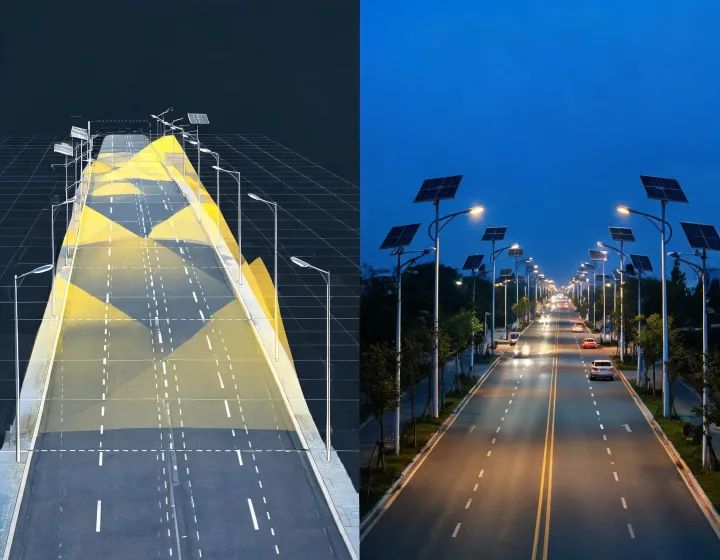 Roadway lighting calculation and installed result